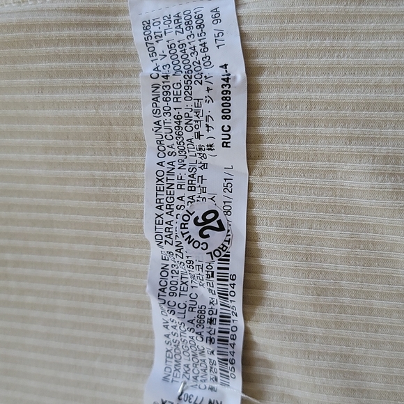 ZARA Puff Sleeves Rib  Top with Plunge Neckline. SZ L - Picture 4 of 9